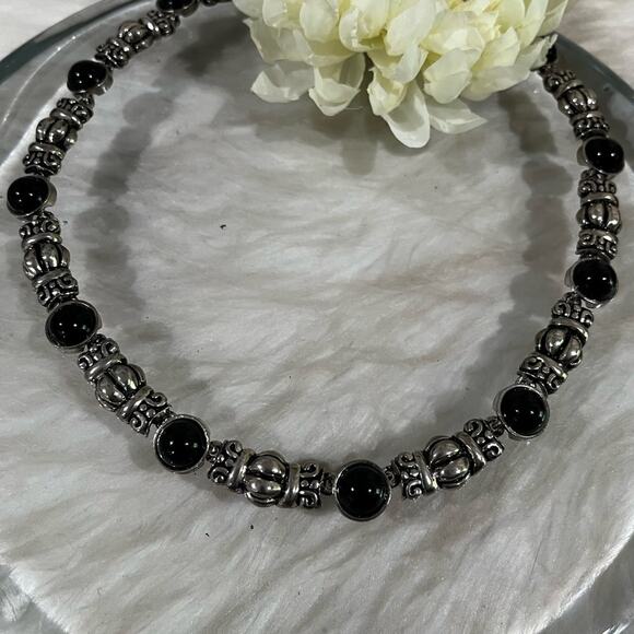 NEW Sundance Vintage Mexican Sterling Silver Glass Chunky Link Clasp Necklace 18 - Picture 2 of 14